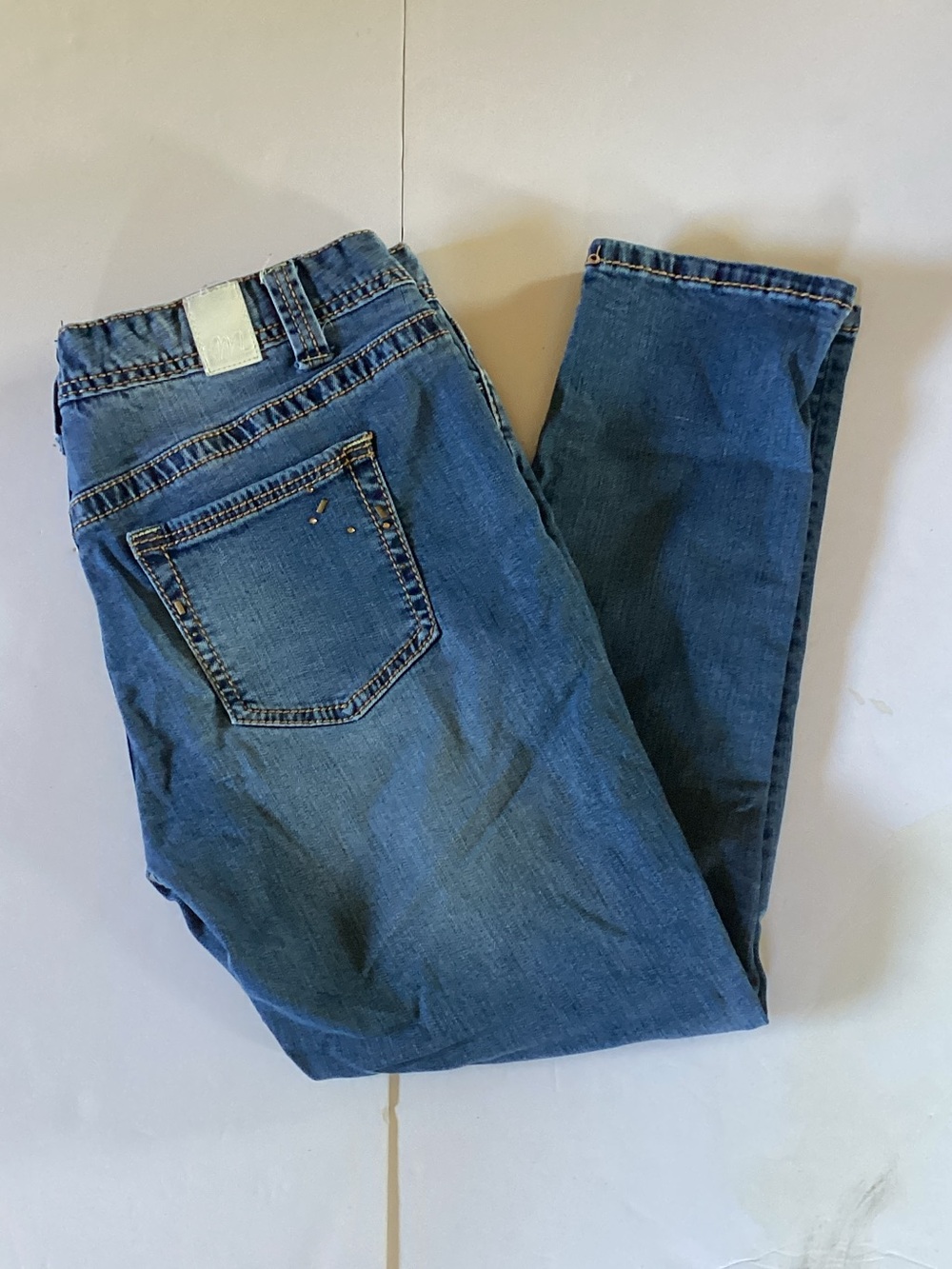 Maurice’s Blue Jean Capris With Gold Rhinestone Accent